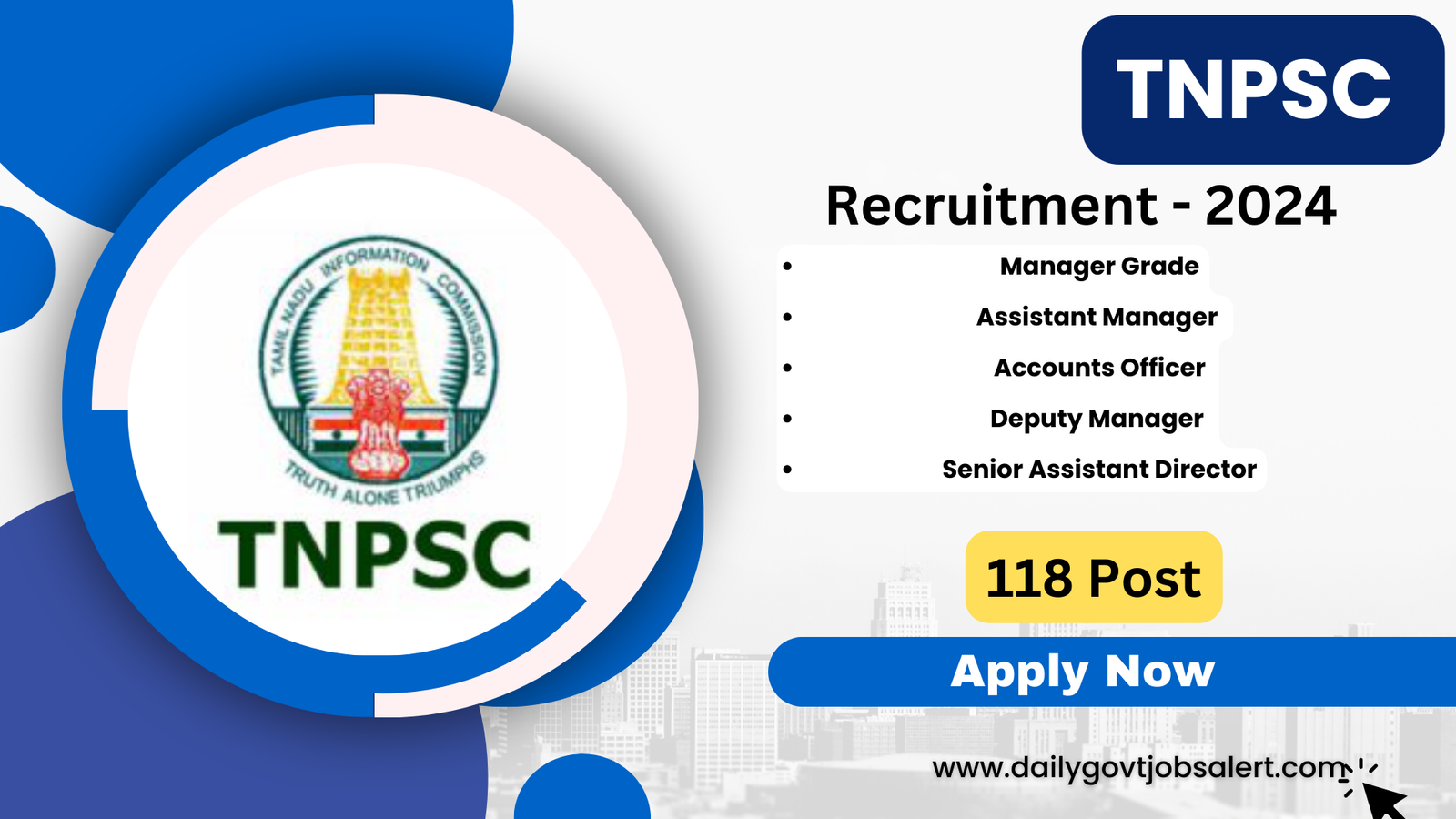 TNPSC CTS Recruitment 2024 - Apply for 118 Posts