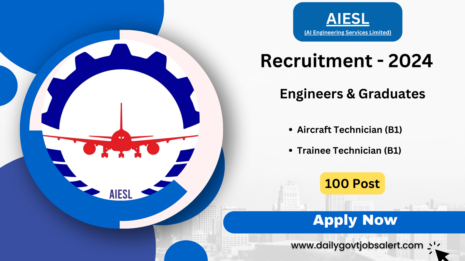 AIESL Recruitment 2024 100 post dailygovtjobsalert