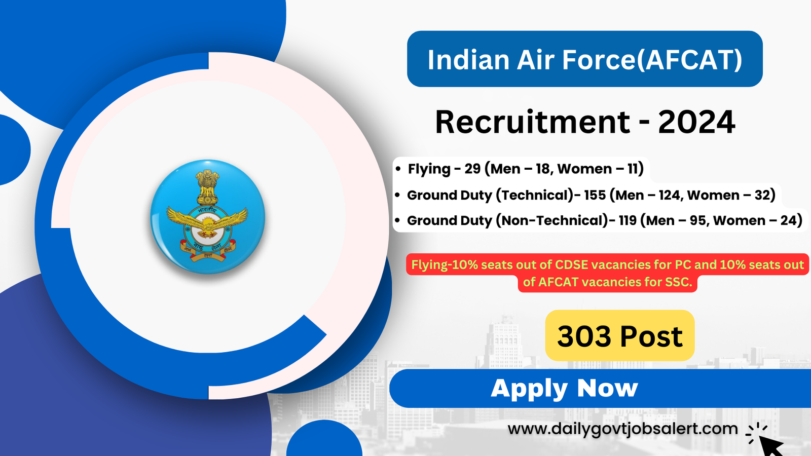 _Indian Air Force(AFCAT) Recruitment 2024 303 post dailygovtjobsalert