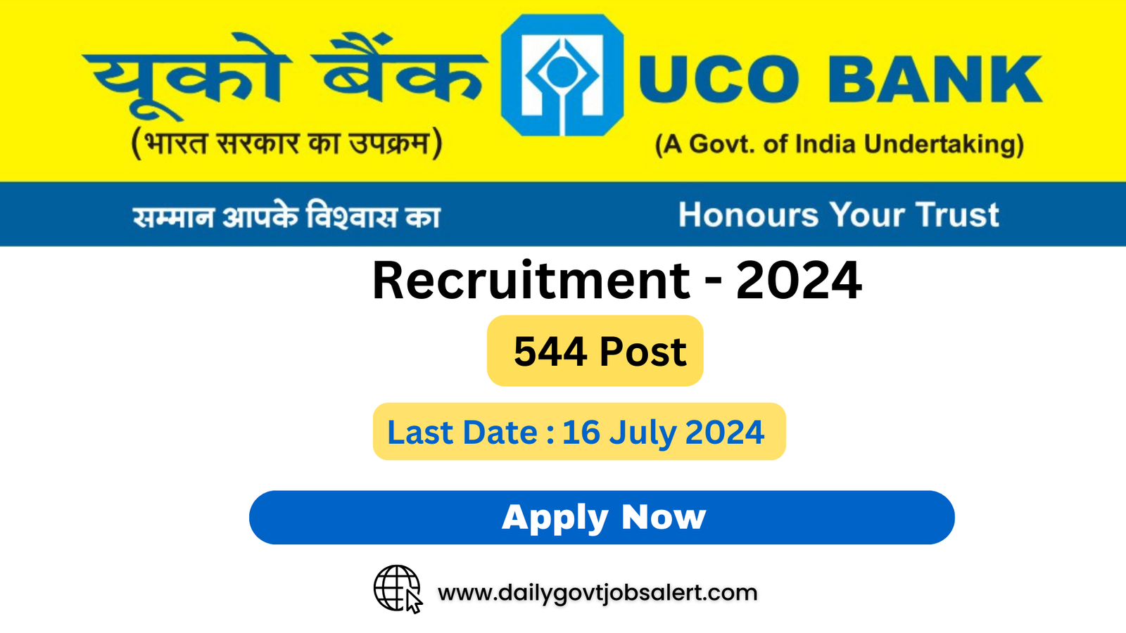 UCO Bank Recruitment 2024 Apply Online for 544 Vacancies dailygovtjobsalert